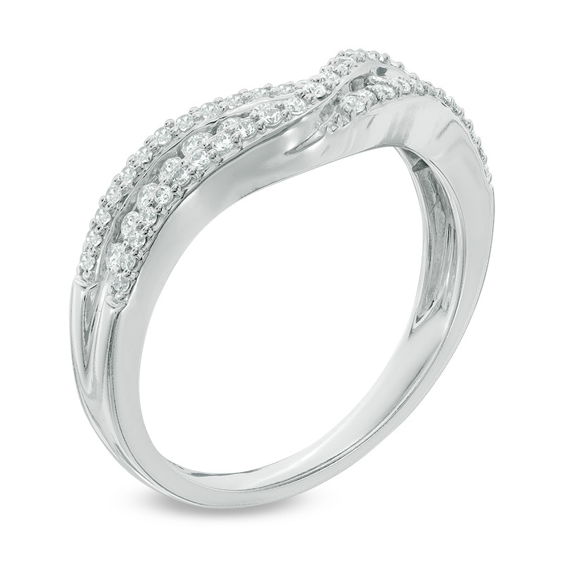 Main Image 2 of Previously Owned - 3/8 CT. T.W. Diamond Crossover Contour Band in 14K White Gold