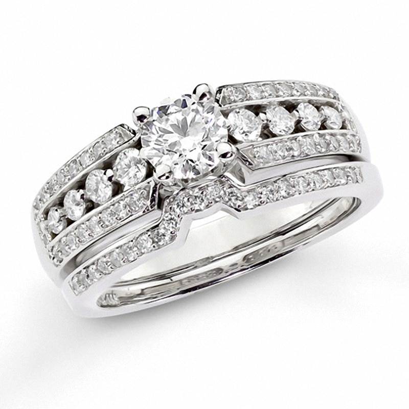 Main Image 1 of Previously Owned - 1 CT. T.W. Diamond Bridal Set in 14K White Gold