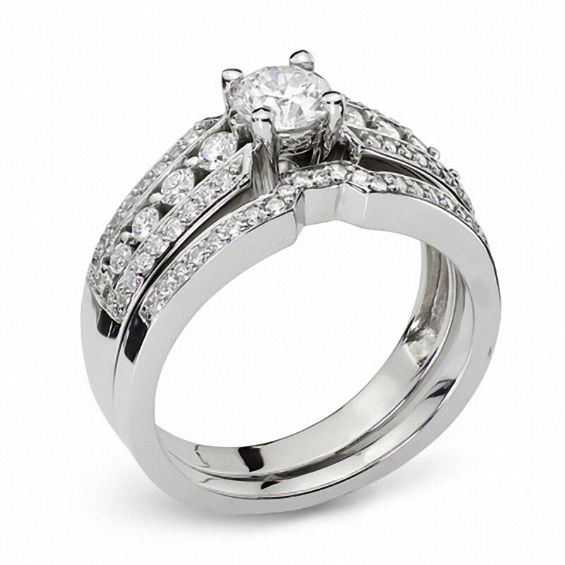 Main Image 2 of Previously Owned - 1 CT. T.W. Diamond Bridal Set in 14K White Gold