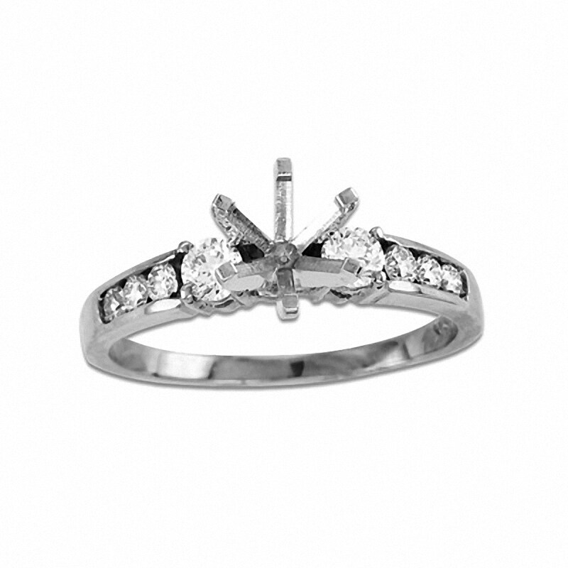 Main Image 1 of Previously Owned - 3/8 CT. T.W. Diamond Semi-Mount in 14K White Gold