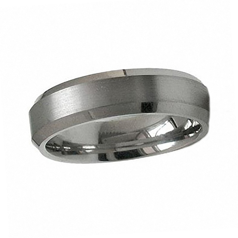 Main Image 1 of Previously Owned - Edward Mirell Men's 6.0mm Titanium Wedding Band with Bevelled Edge