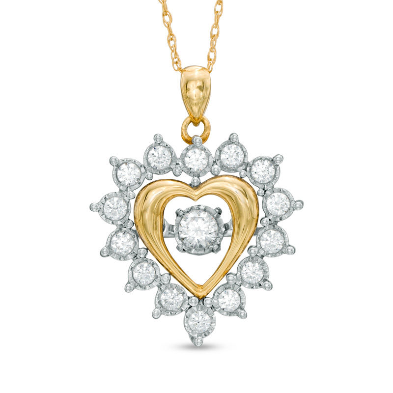 Previously Owned - 1/2 CT. T.W. Diamond Frame Heart Pendant in 10K Gold