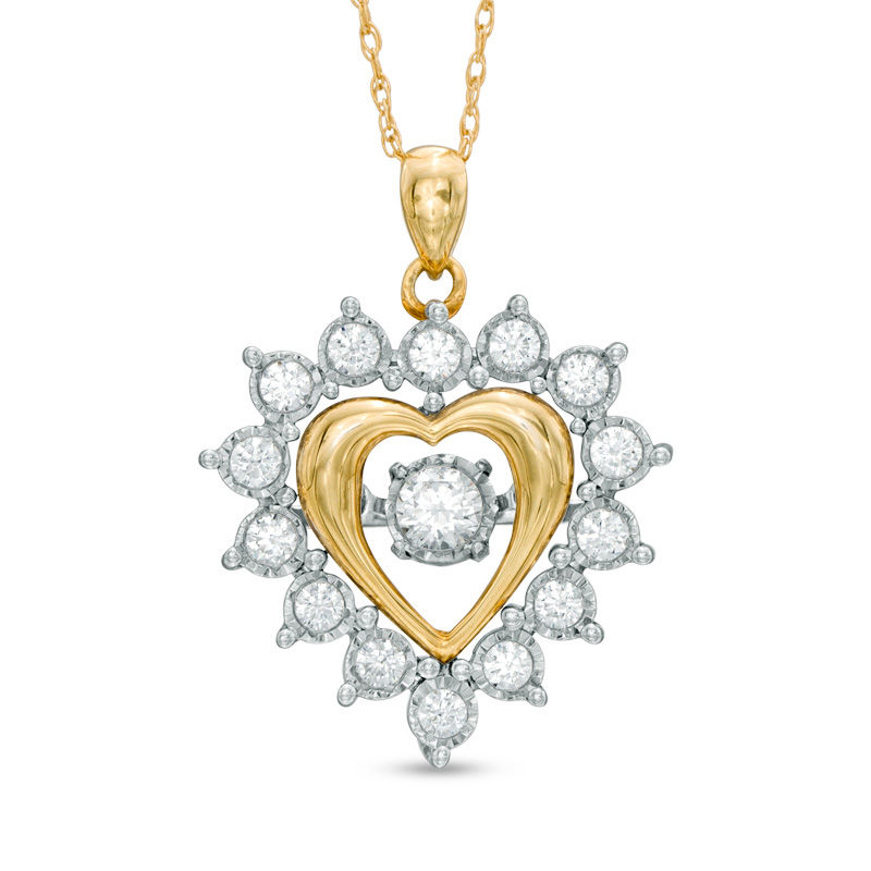 Main Image 1 of Previously Owned - 1/2 CT. T.W. Diamond Frame Heart Pendant in 10K Gold