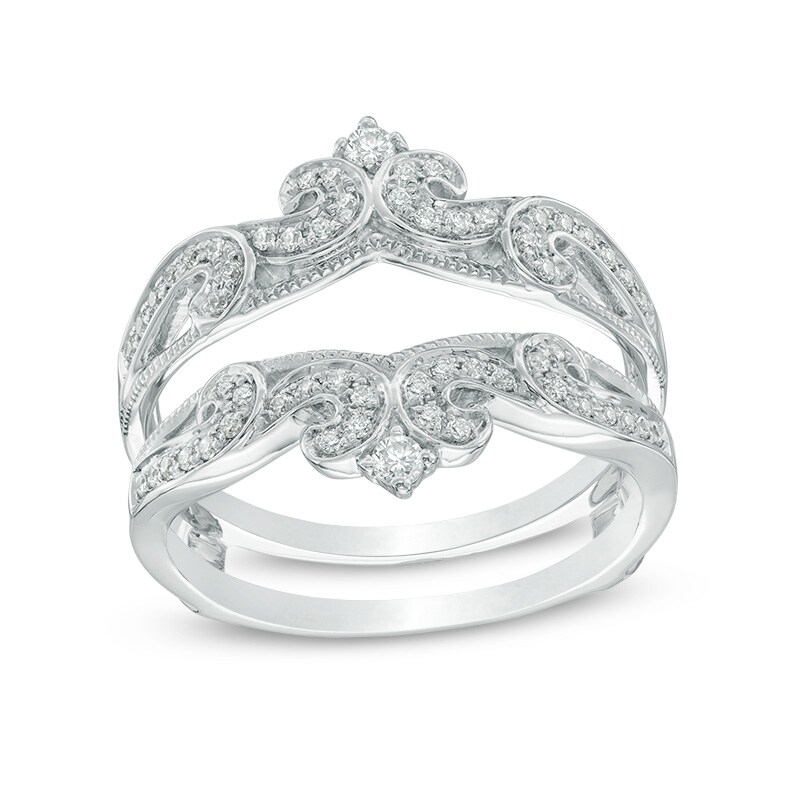 Main Image 1 of Previously Owned - 1/3 CT. T.W. Diamond Vintage-Style Crowned Solitaire Enhancer in 14K White Gold