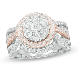Previously Owned - 1-1/2 CT. T.W. Composite Diamond Frame Engagement Ring in 14K Two-Tone Gold