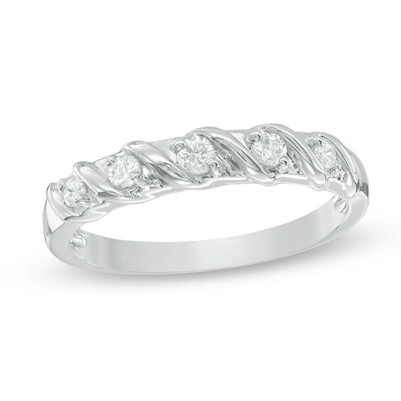 Previously Owned - 1/5 CT. T.w. Diamond Five Stone "S" Anniversary Band in 10K White Gold