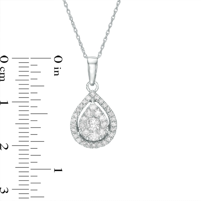 Previously Owned - 1/2 CT. T.W. Diamond Teardrop Frame Pendant in 10K White Gold
