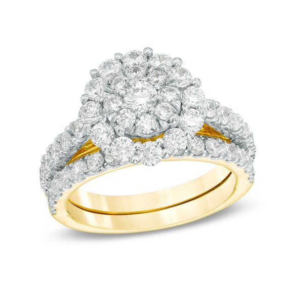 Previously Owned - 1-3/4 CT. T.w. Composite Diamond Frame Bridal Set in 10K White Gold