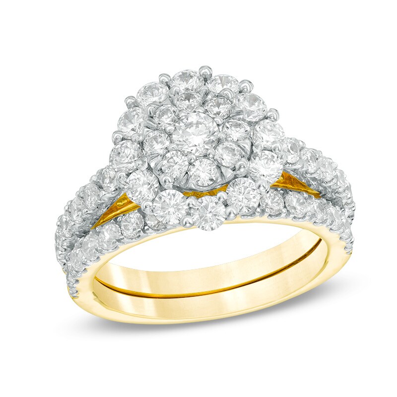 Main Image 3 of Previously Owned - 1-3/4 CT. T.W. Composite Diamond Frame Bridal Set in 10K White Gold