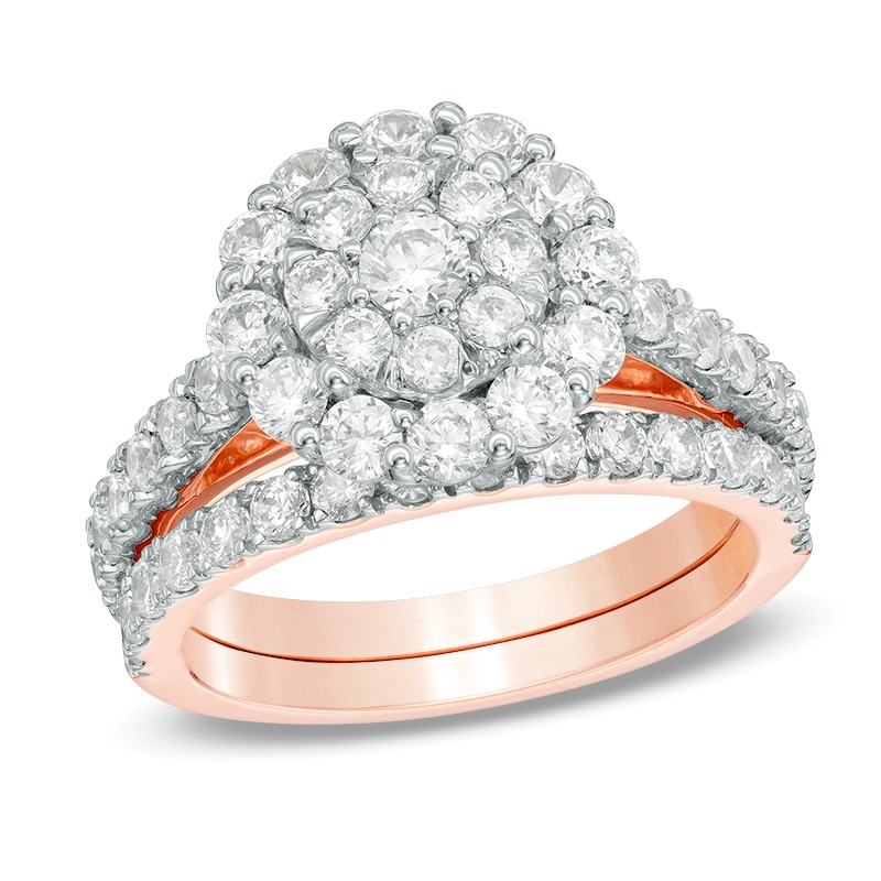 Main Image 4 of Previously Owned - 1-3/4 CT. T.W. Composite Diamond Frame Bridal Set in 10K White Gold