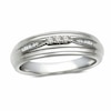 Thumbnail Image 1 of Previously Owned - 1/10 CT. T.W.  Diamond Three Stone Wedding Band in 10K White Gold