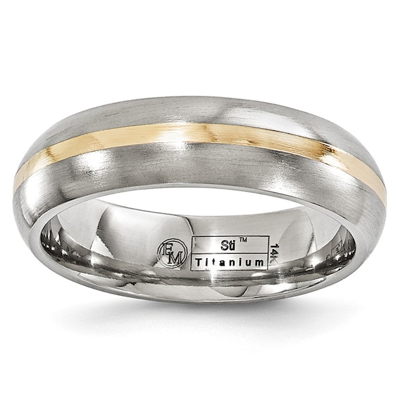 Previously Owned - Edward Mirell 6.0mm Wedding Band in Titanium and 14K Gold