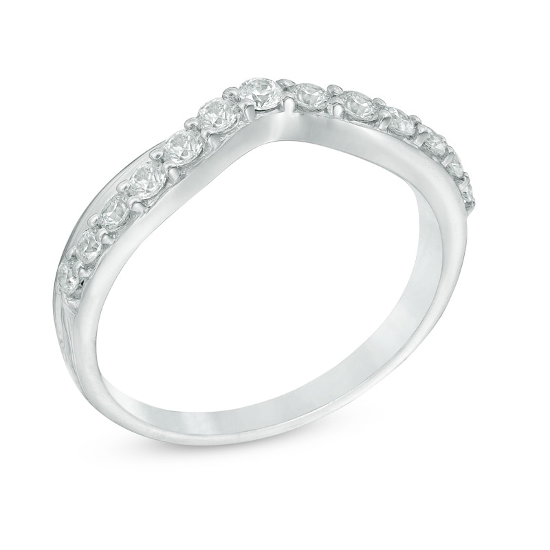 Main Image 2 of Previously Owned - 3/8 CT. T.W. Diamond Double Row Twist Contour Anniversary Band in 14K White Gold