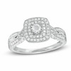 Thumbnail Image 1 of Previously Owned - 1/3 CT. T.W. Diamond Vintage-Style Double Frame Interlocking Shank Engagement Ring in 10K White Gold