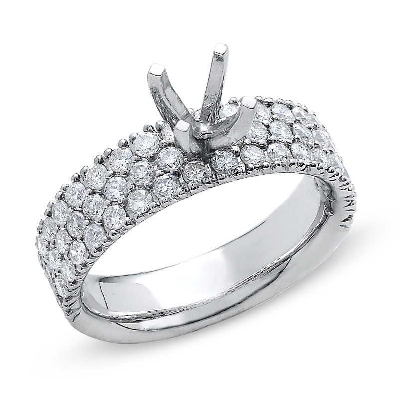 Main Image 1 of Previously Owned - 1-1/6 CT. T.W. Semi Mount Diamond Engagement Ring with Micro Pavé-Set Diamonds in 14K White Gold