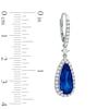 Thumbnail Image 2 of Previously Owned - Pear-Shaped Lab-Created Blue and White Sapphire Drop Earrings in Sterling Silver