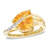 Thumbnail Image 1 of Previously Owned - 9.0mm Trillion-Cut Citrine and Diamond Accent Ring  in Sterling Silver with 14K Gold Plate
