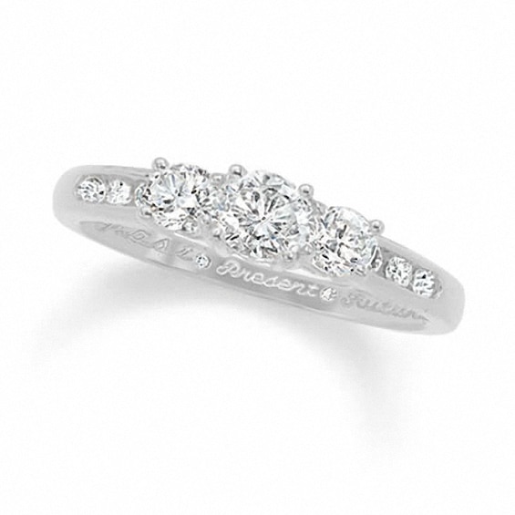 Previously Owned - 1/2 CT. T.w. Diamond Past Present Future® Engagement Ring in 14K White Gold