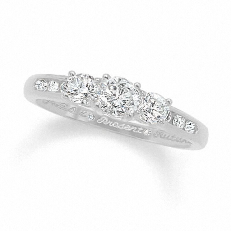 Main Image 1 of Previously Owned - 1/2 CT. T.W. Diamond Past Present Future® Engagement Ring in 14K White Gold