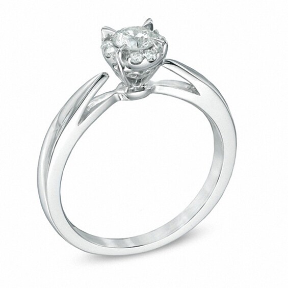 Previously Owned - 3/8 CT. T.w. Diamond Frame Engagement Ring in 14K White Gold