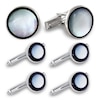 Thumbnail Image 1 of Previously Owned - Men's Round Mother-of-Pearl and Onyx Cuff Links with Shirt Studs Set in Sterling Silver