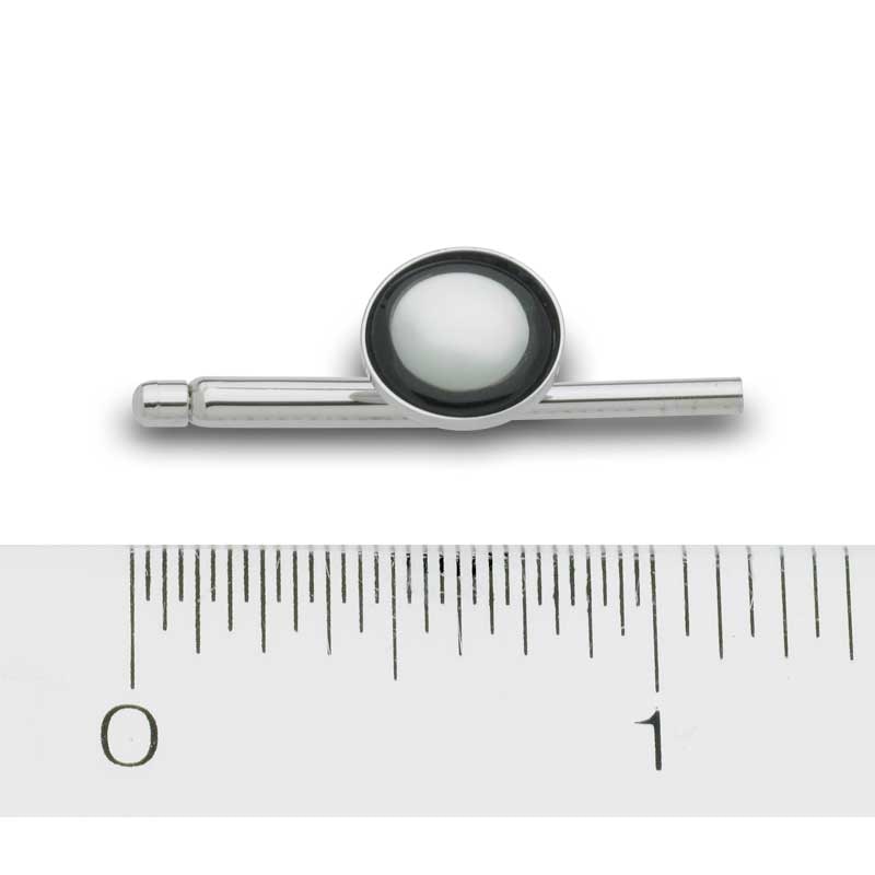 Main Image 3 of Previously Owned - Men's Round Mother-of-Pearl and Onyx Cuff Links with Shirt Studs Set in Sterling Silver