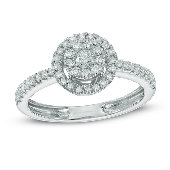 Previously Owned - 1/2 CT. T.w. Diamond Double Frame Ring in 10K White Gold
