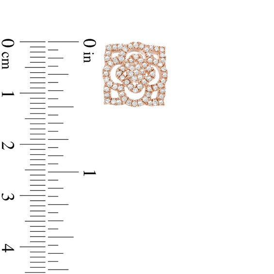 Previously Owned - 3/8 CT. T.w. Diamond Clover Square Stud Earrings in 10K Rose Gold