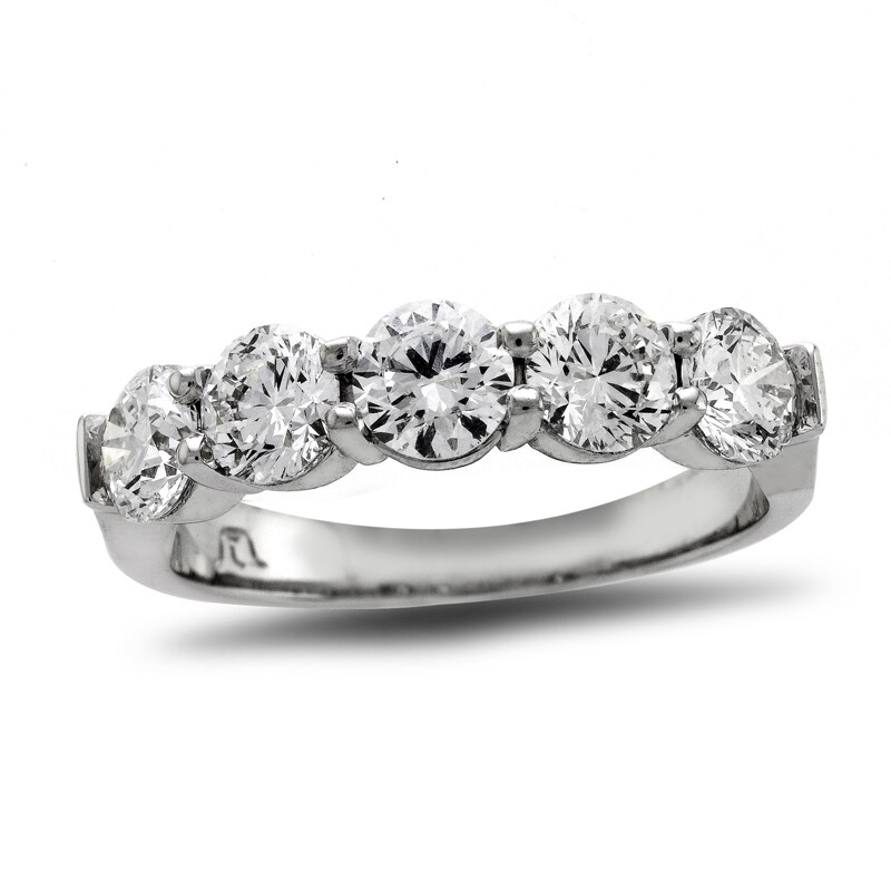 Main Image 1 of Previously Owned - 1-5/8 CT. T.W. Diamond Five Stone Wedding Band in Platinum (H/SI1)
