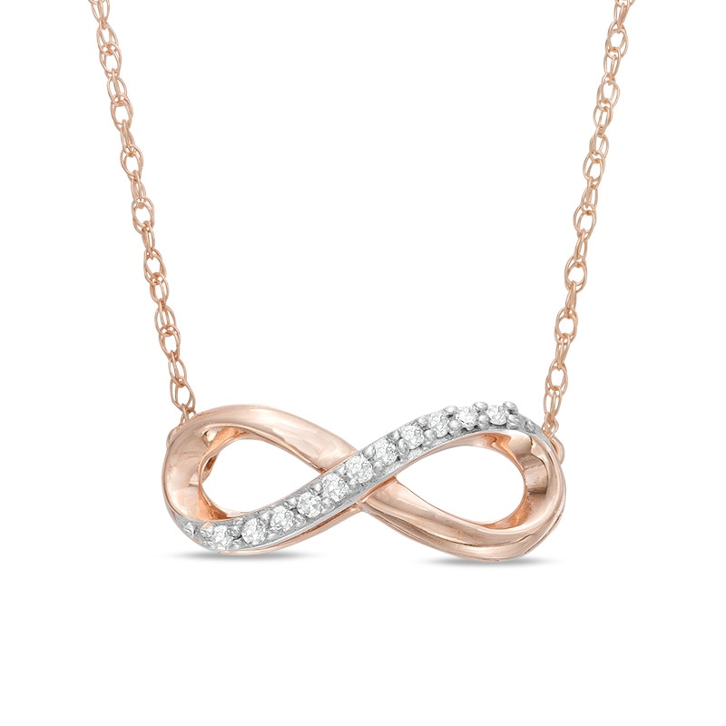 Main Image 1 of Previously Owned - Diamond Accent Infinity Necklace in 10K Rose Gold