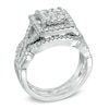 Thumbnail Image 2 of Previously Owned - 1-1/3 CT. T.W. Diamond Square Frame Woven Three Piece Bridal Set in 14K White Gold