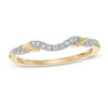 Thumbnail Image 1 of Previously Owned - 1/8 CT. T.W. Diamond Ribbon Wrapped Contour Wedding Band in 14K Gold