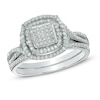 Thumbnail Image 1 of Previously Owned - 1/2 CT. T.W. Diamond Square Composite Frame Bridal Set in 10K White Gold