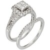 Thumbnail Image 3 of Previously Owned - 1 CT. T.W. Princess-Cut Quad Diamond Split Shank Bridal Set in 14K White Gold (I/I2)