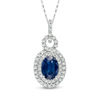 Thumbnail Image 0 of Previously Owned - Oval Blue Sapphire and 1/3 CT. T.W. Diamond Pendant in 10K White Gold