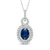 Thumbnail Image 1 of Previously Owned - Oval Blue Sapphire and 1/3 CT. T.W. Diamond Pendant in 10K White Gold
