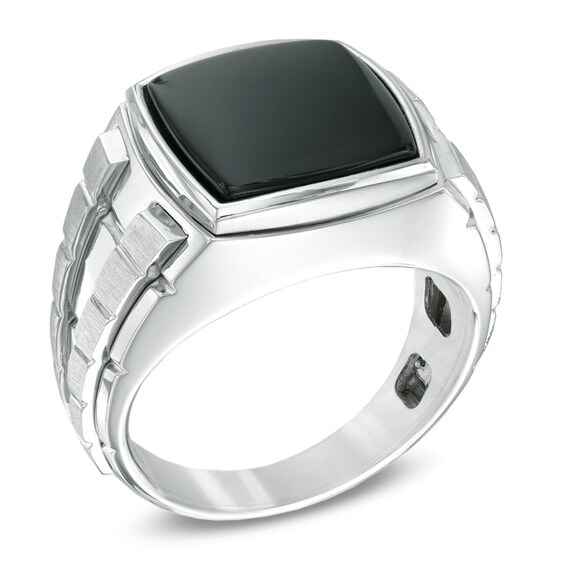 Previously Owned - 13.0mm Square-Cut Onyx Ring in Sterling Silver