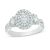 Thumbnail Image 1 of Previously Owned - 1-3/4 CT. T.W. Oval Diamond Past Present Future® Double Frame Engagement Ring in 14K White Gold