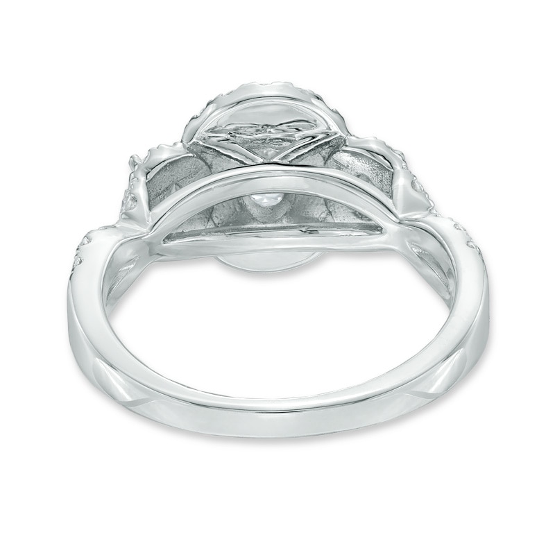 Main Image 3 of Previously Owned - 1-3/4 CT. T.W. Oval Diamond Past Present Future® Double Frame Engagement Ring in 14K White Gold