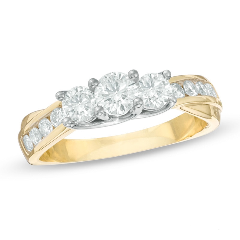 Main Image 1 of Previously Owned - 1 CT. T.W. Diamond Past Present Future® Engagement Ring in 10K Gold
