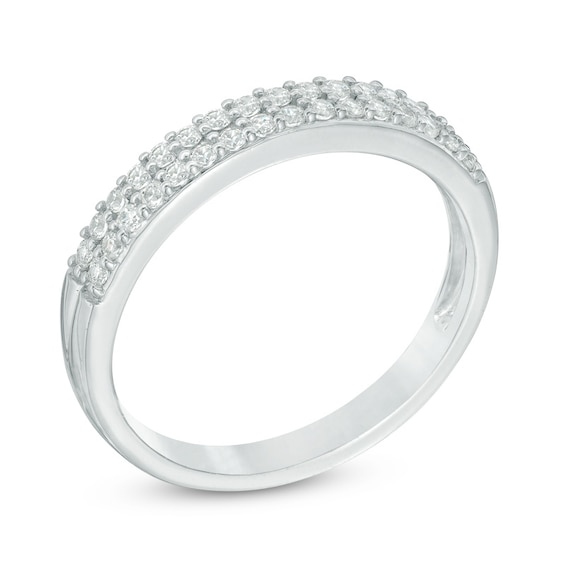 Previously Owned - 1/3 CT. T.w. Diamond Double Row Band in 14K White Gold