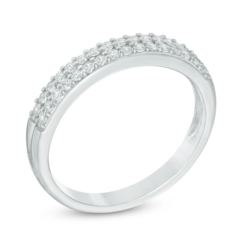 Main Image 2 of Previously Owned - 1/3 CT. T.W. Diamond Double Row Band in 14K White Gold