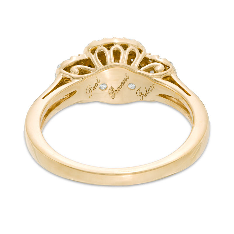 Previously Owned - 1/2 CT. T.W. Diamond Past Present Future® Double Frame Engagement Ring in 10K Gold