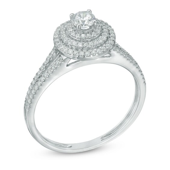 Previously Owned - 1/2 CT. T.w. Diamond Triple Frame Engagement Ring in 10K White Gold