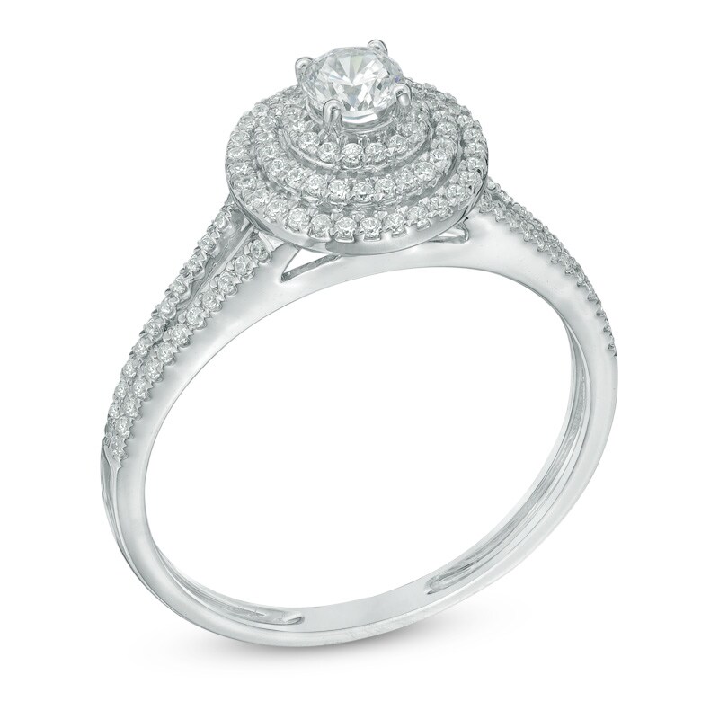 Main Image 2 of Previously Owned - 1/2 CT. T.W. Diamond Triple Frame Engagement Ring in 10K White Gold