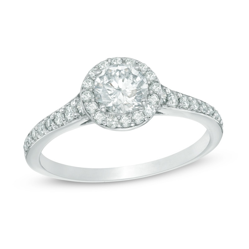 Main Image 1 of Previously Owned - 1 CT. T.W. Diamond Frame Engagement Ring in 14K White Gold (I/I1)