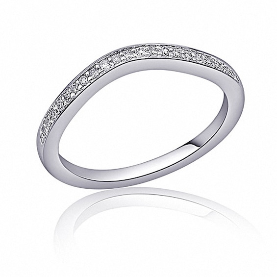 Previously Owned - 1/10 CT. T.w. Diamond Contoured Wedding Band in 14K White Gold