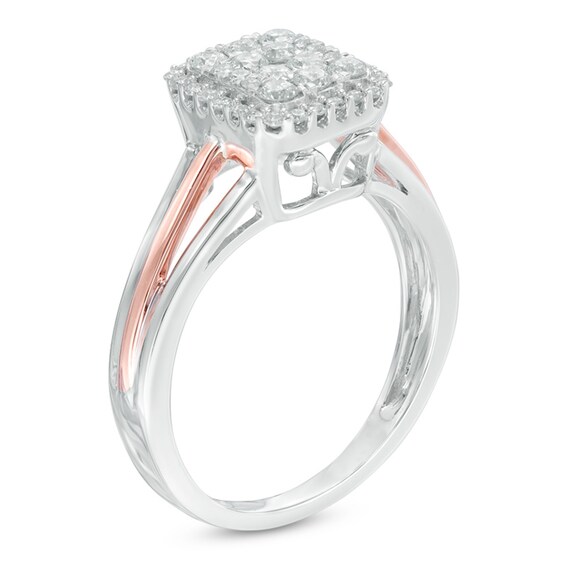 Previously Owned - 1/2 CT. T.w. Composite Diamond Rectangle Frame Ring in 10K Two-Tone Gold