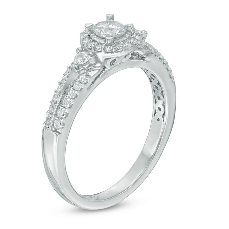 Main Image 2 of Previously Owned - 1/2 CT. T.W. Diamond Frame Engagement Ring in 10K White Gold