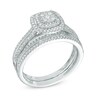 Thumbnail Image 2 of Previously Owned - 1/2 CT. T.W. Composite Diamond Double Square Frame Bridal Set in 10K White Gold